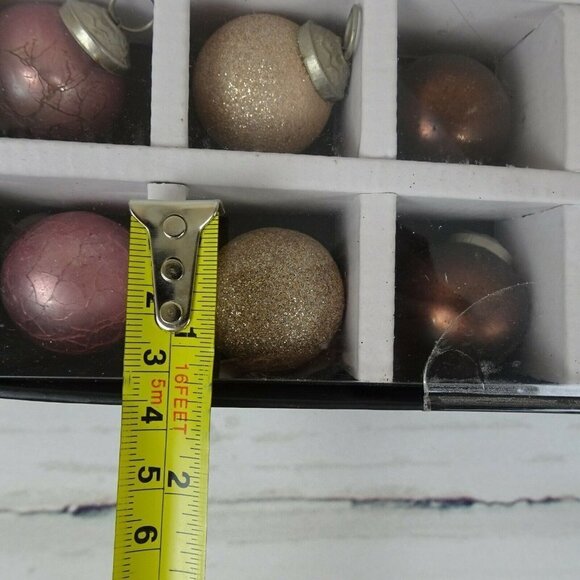 New Glitz + Glimmer 48 Set Small Ornaments Pink Blush Maroon Glitter Distressed - Picture 11 of 12